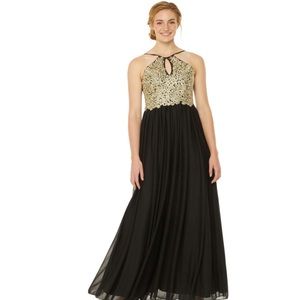 Black and Gold Formal Prom Dress